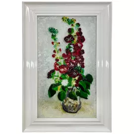 Панно декоративное из стекла "Ваза с мальвами" по мотивам работ Ван Гога